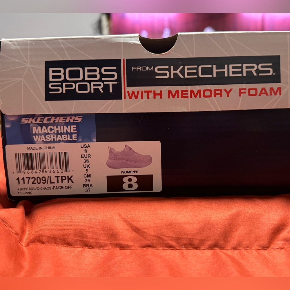 Skechers Women's Bobs Sport Squad Chaos- Face Off Sneaker Light Pink